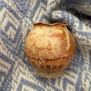 Handcrafted Cream and Brown Ceramic Vase - Rustic Home Art